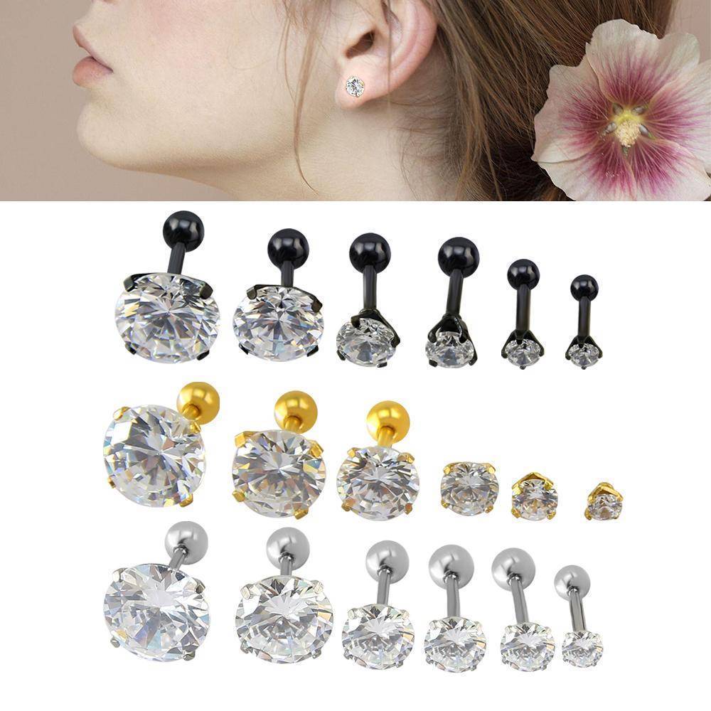 Sparkle Crystal Prong Ear Piercing Earring Stud Set  Stud earrings set,  Stud set, Body jewelry piercing