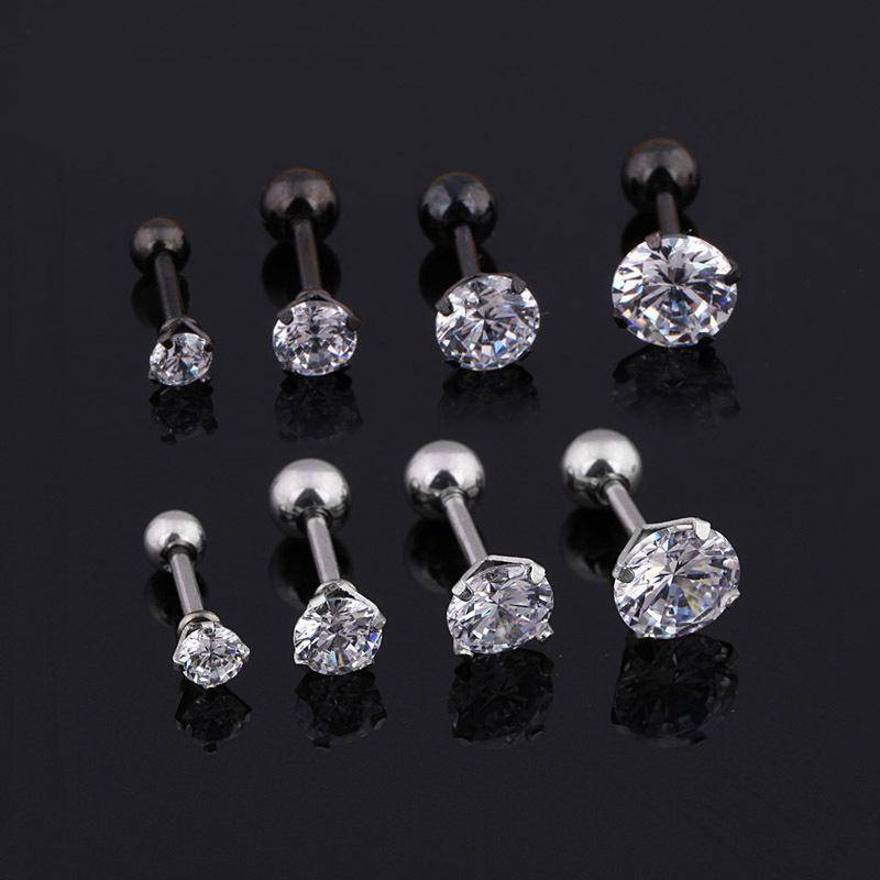 SS Classic Round 4mm Clear CZ Solitaire Screw Back Earrings – Olly-Olly