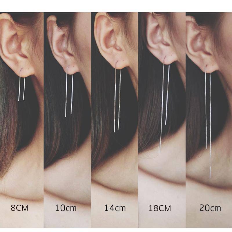 7 Sizes, Minimalist 925 Long Chain Earrings