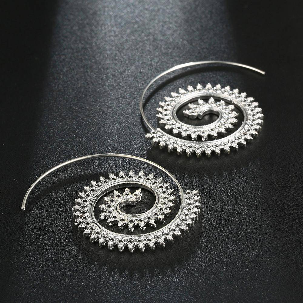 8 Designs, Big Swirl Hoop boho Earrings