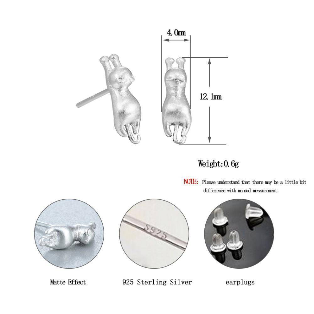 925 Sterling Silver overlay, Cat Earrings For Women