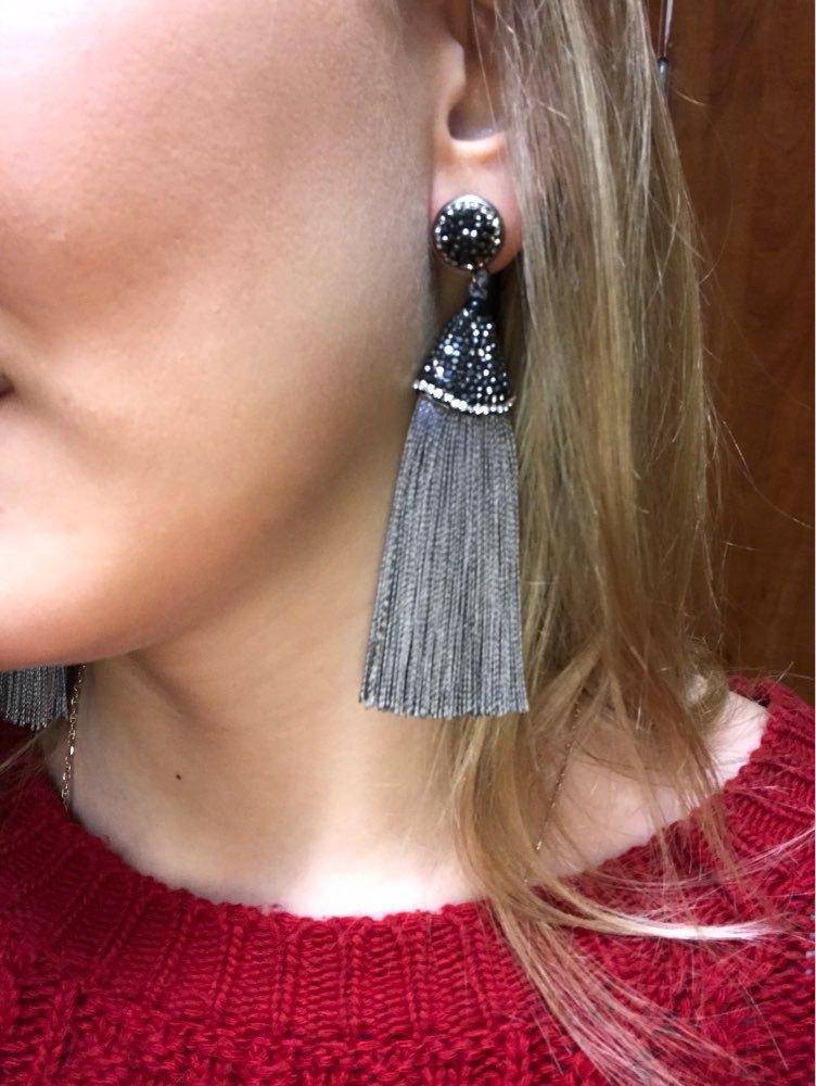A Grade Quality - Bohemian Crystal Silk Tassel Earrings