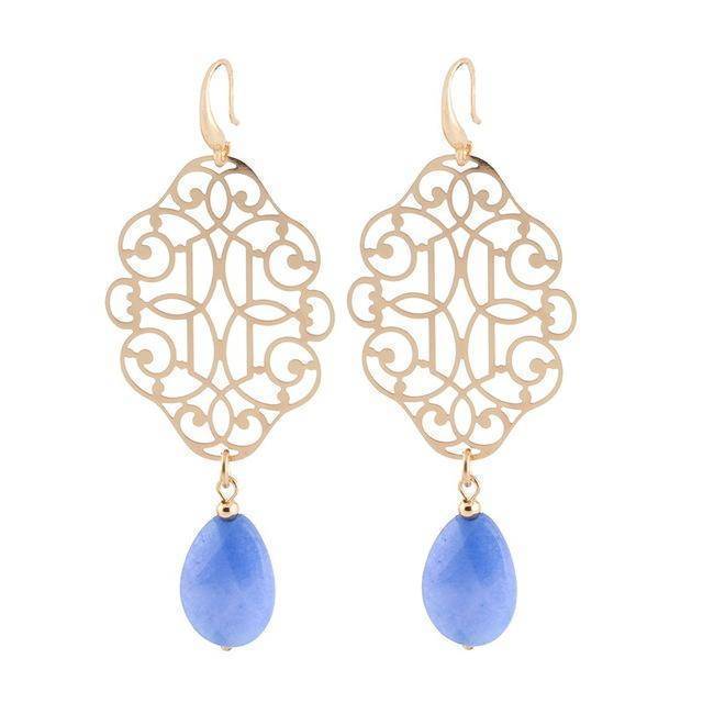 Earrings Air Blue Drop Earrings Pendientes Copper Shell Natural Stone Statement Earrings For Women Wedding Party Jewelry Bohemian