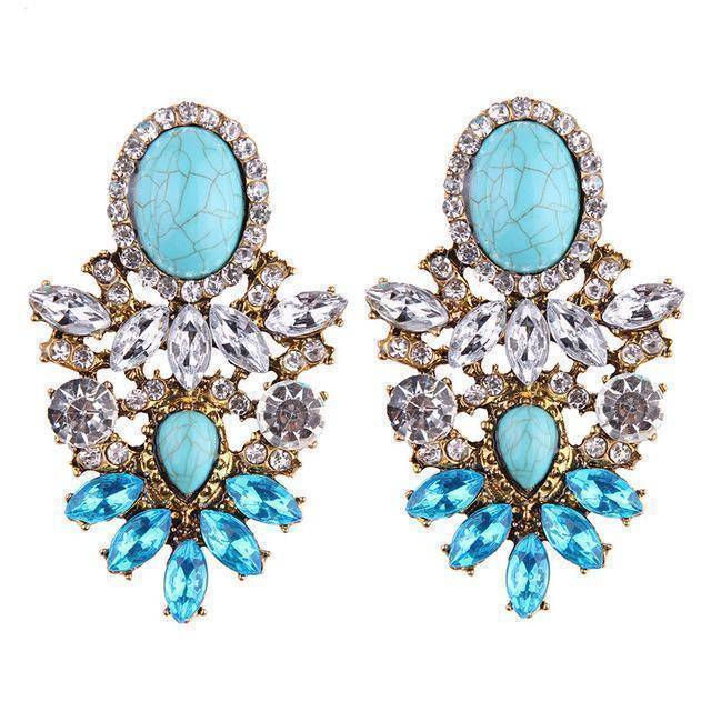 earrings aqua Crystal statement stud Earrings