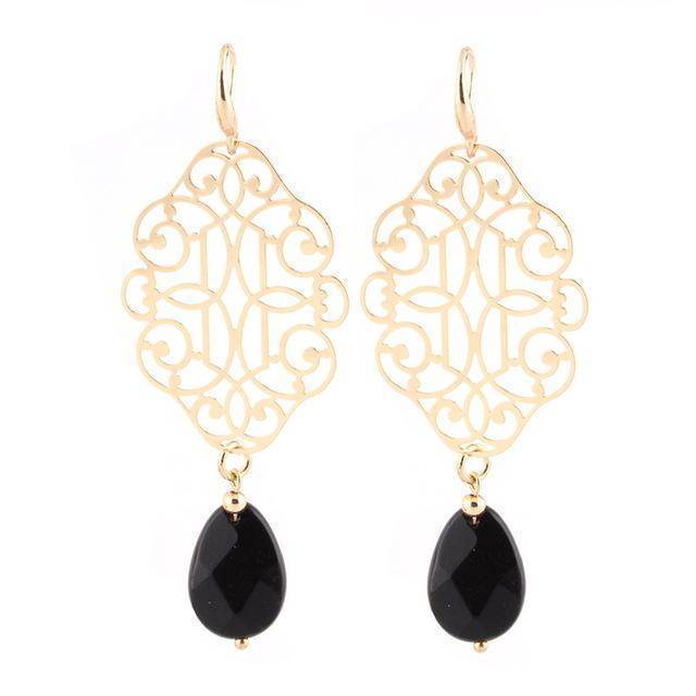 Earrings Black Drop Earrings Pendientes Copper Shell Natural Stone Statement Earrings For Women Wedding Party Jewelry Bohemian