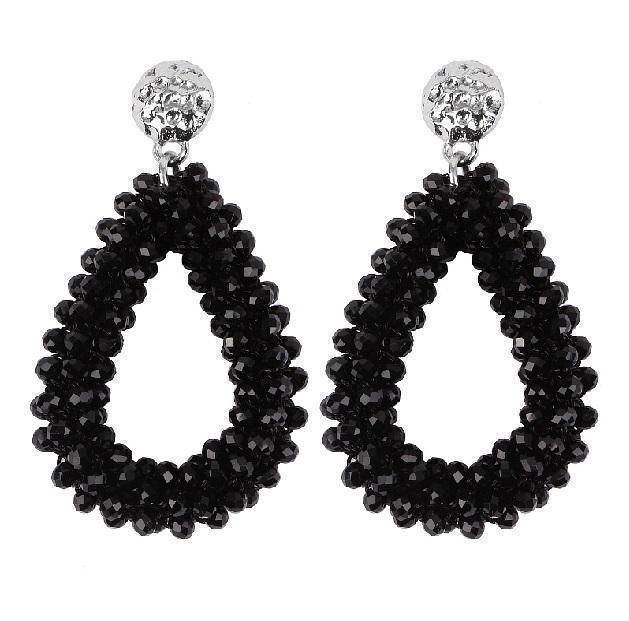 Earrings Black Duplicate! Baroque big long Tear drop Crystal earrings