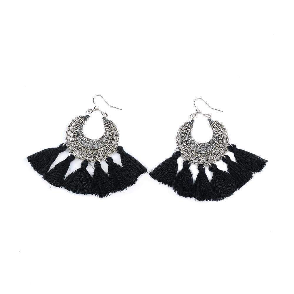 Earrings black Fashion boho tassel earring vintage bohemia women jewelry