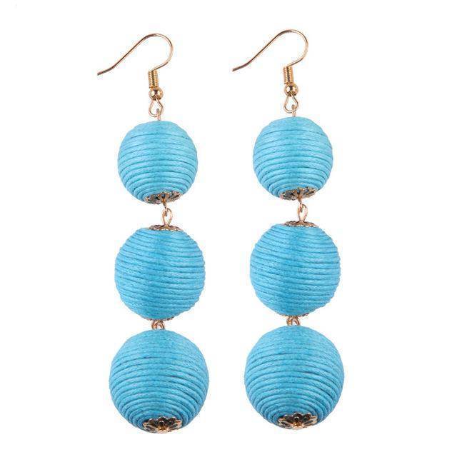 earrings Blue Ball Layer Color Drop Dangle Earrings