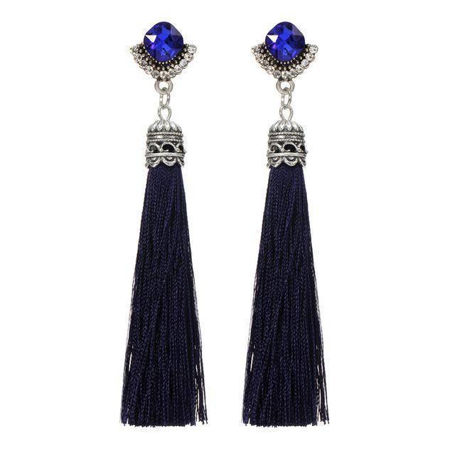 earrings Blue Bohemian Long Tassel Earrings