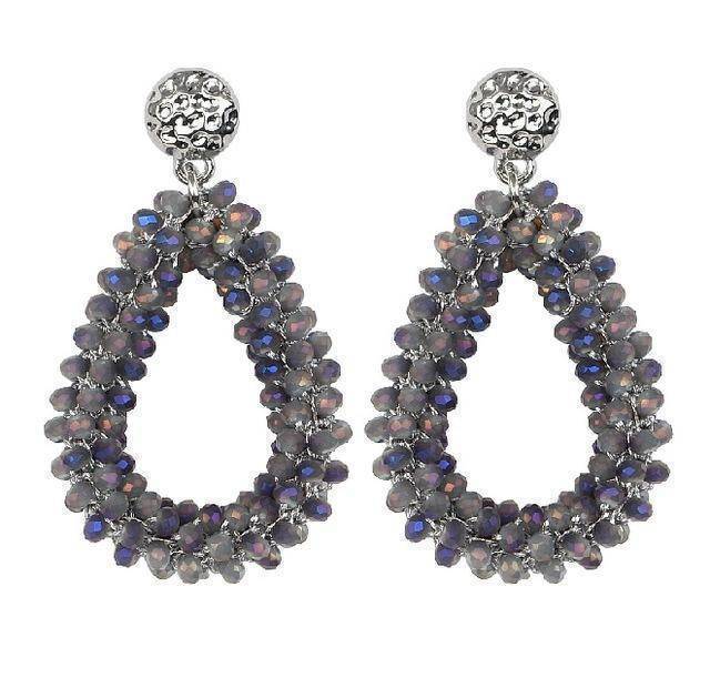 Earrings Blue Duplicate! Baroque big long Tear drop Crystal earrings