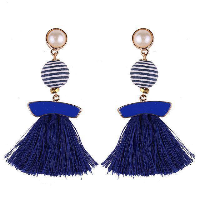 earrings Blue Fringed Fashion Tassel Earrings