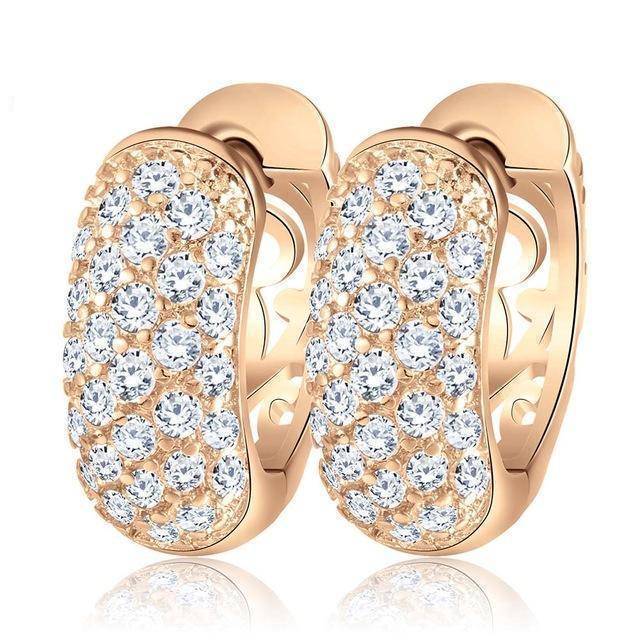 earrings Champagne Circle Austrian Clear CZ Earring for Women Fashion Party Elegant Stud Earrings Jewelry