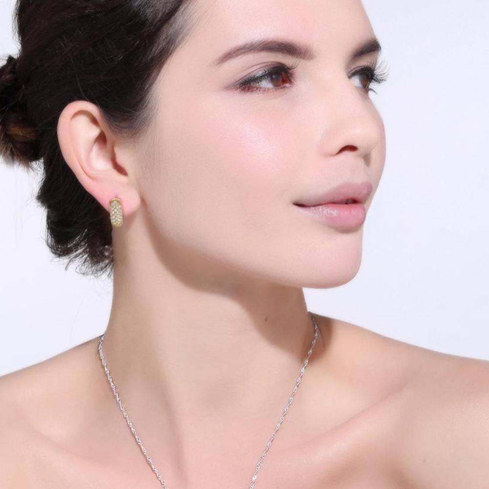 earrings Circle Austrian Clear CZ Earring for Women Fashion Party Elegant Stud Earrings Jewelry