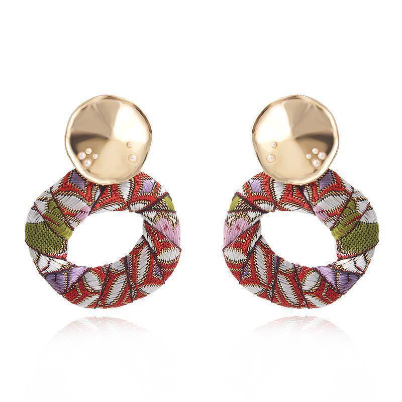 earrings Colorful Dangle Drop Bohemian Cotton Cloth Statement Earring