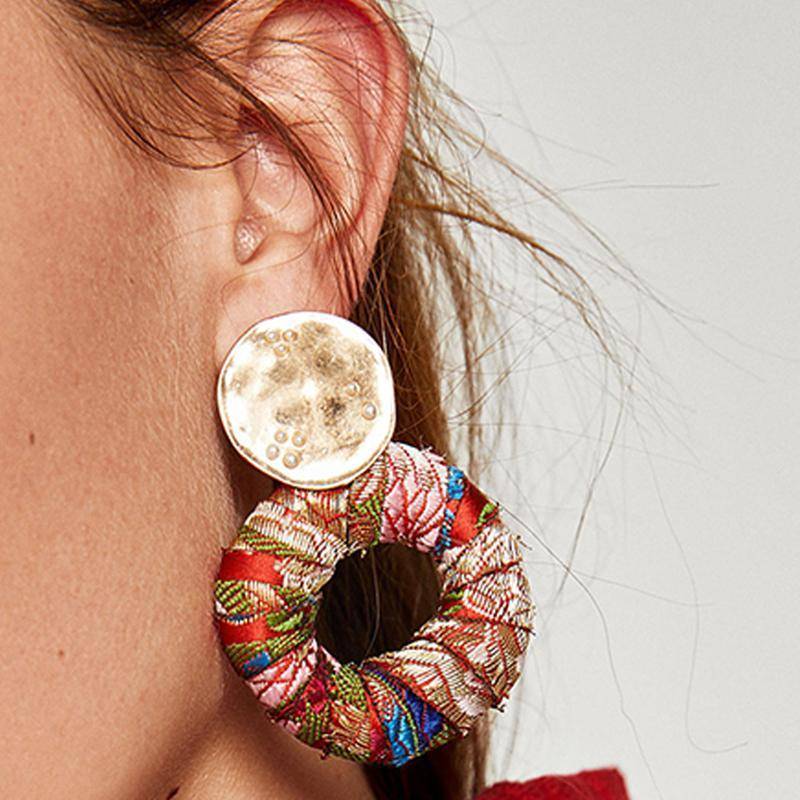 earrings Colorful Dangle Drop Bohemian Cotton Cloth Statement Earring