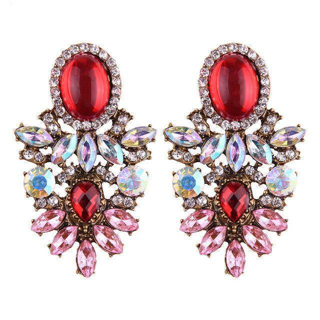 earrings crimson Crystal statement stud Earrings