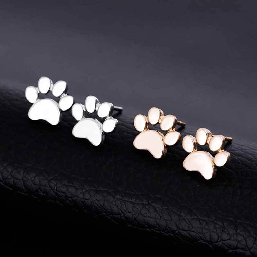earrings Cute Cat and Dog Paw Stud Earrings