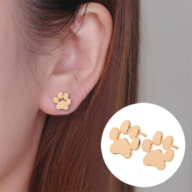 earrings Cute Cat and Dog Paw Stud Earrings