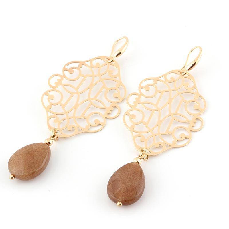 Earrings Drop Earrings Pendientes Copper Shell Natural Stone Statement Earrings For Women Wedding Party Jewelry Bohemian