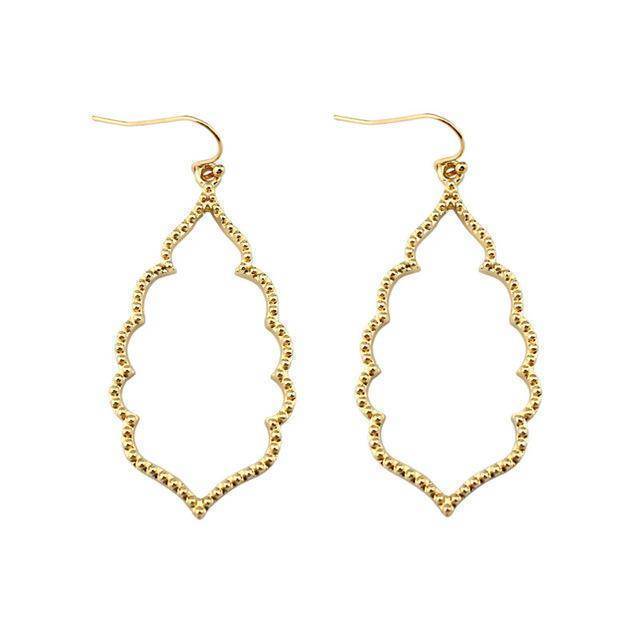 Earrings E2895 Gold Gold Filigree Teardrop Hexagon Earrings
