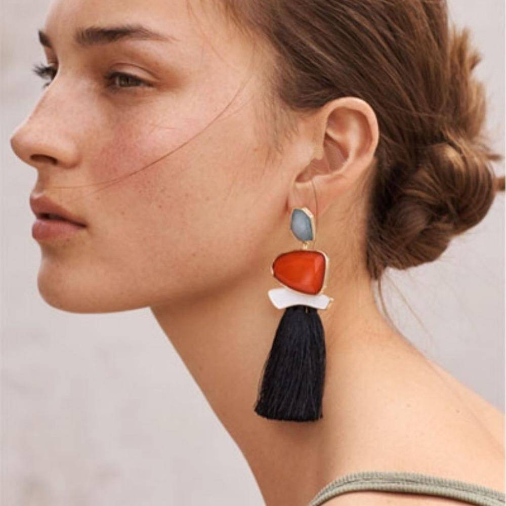 earrings Fringed Statement Tassel, Multicolored Hot Fashion Drop Dangle Earrings