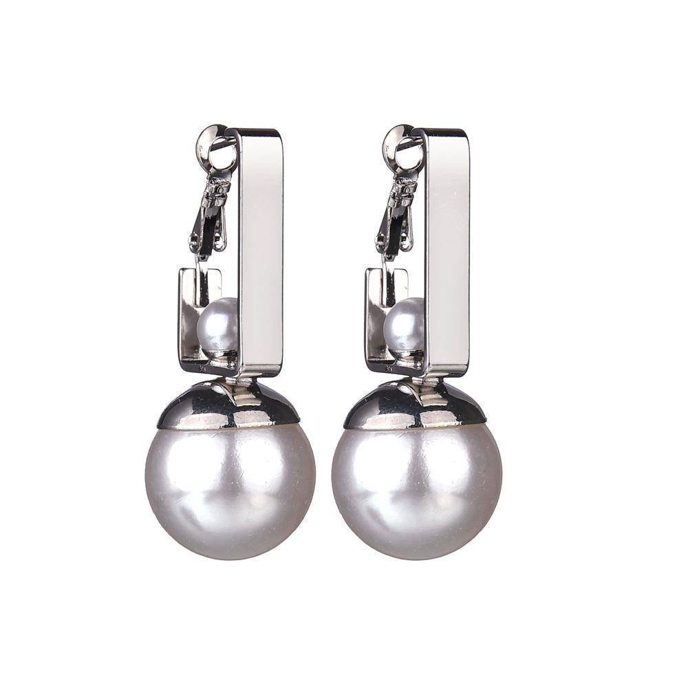 earrings Gold Geometric Double Pearls Dangle Earrings
