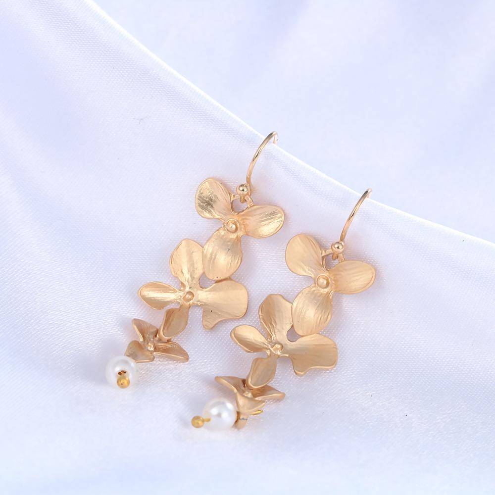 earrings Gold Orchid drop Earrings