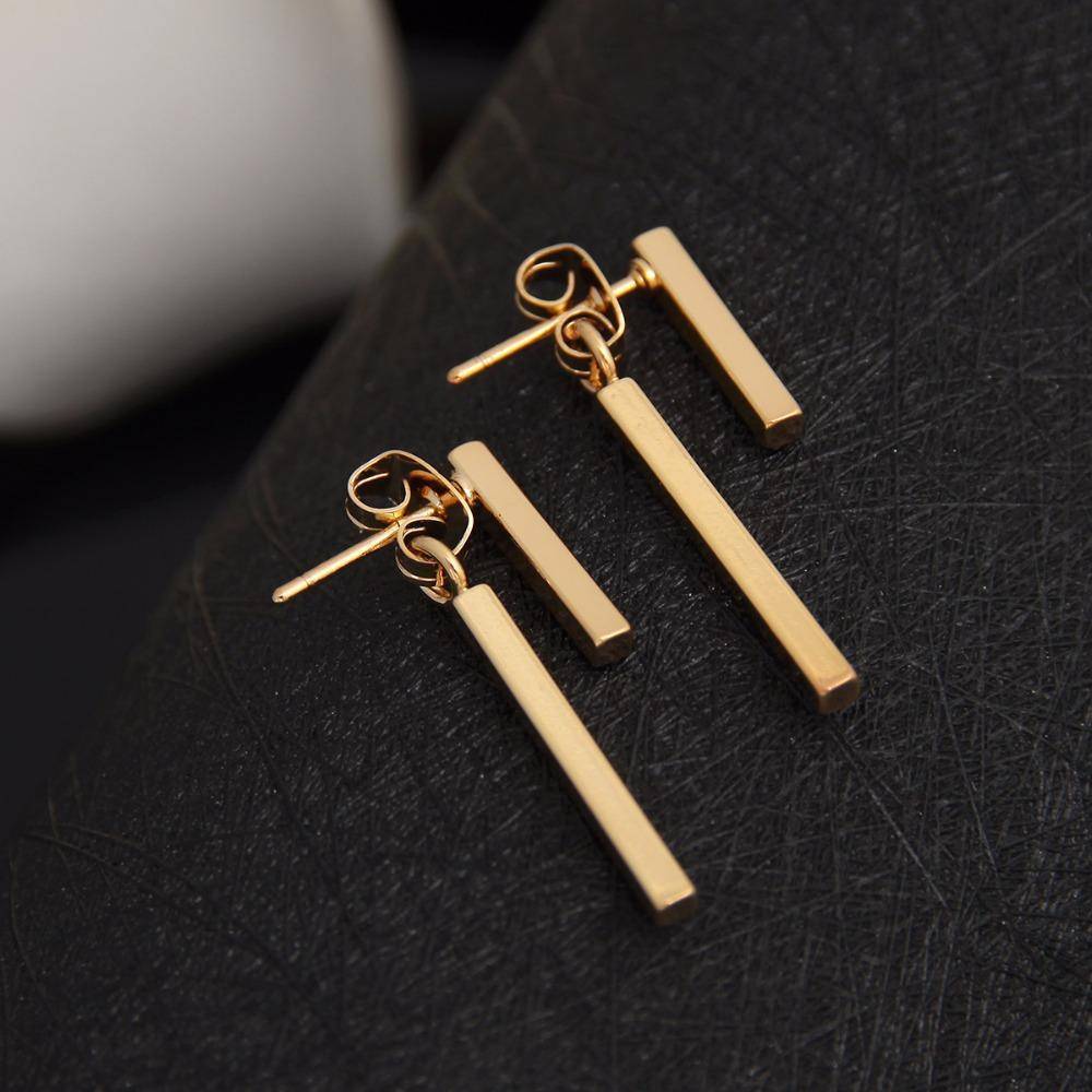 earrings Gold Punk Style Minimalist T Bar Stud Earrings