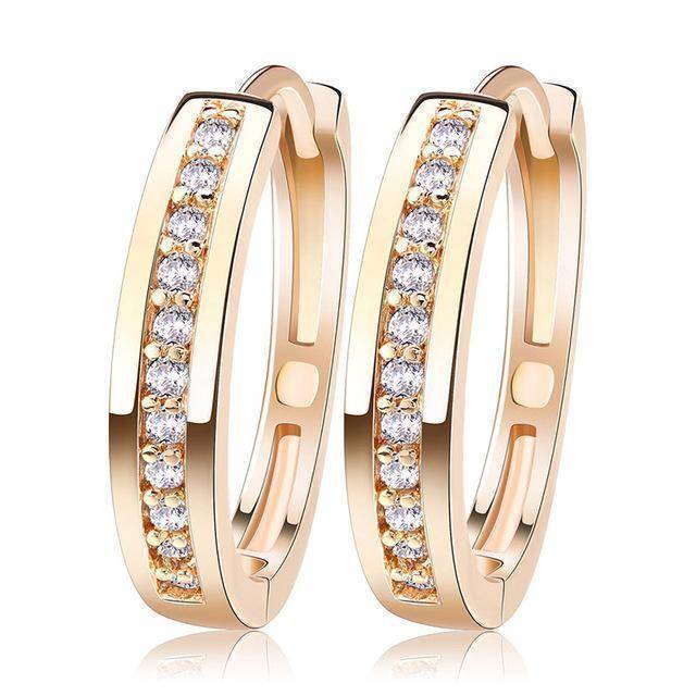 Earrings Gold Trendy Champagne Gold and Silver Color Cubic Zirconia Simple Item Female Earrings Hoop Jewelry