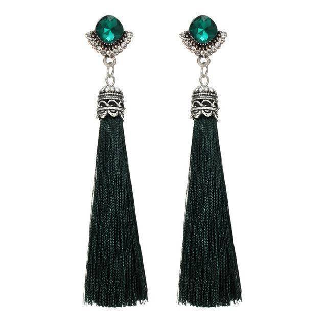 earrings green Bohemian Long Tassel Earrings