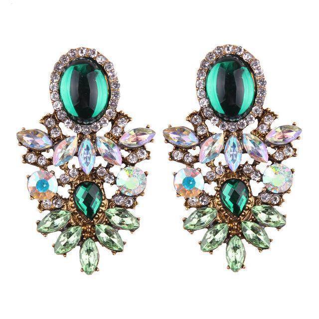 earrings Green Crystal statement stud Earrings