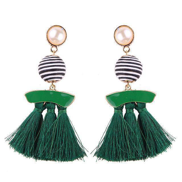 earrings Green Fringed Fashion Tassel Earrings