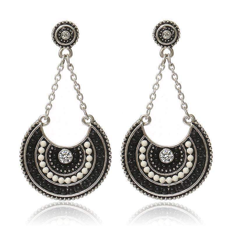 earrings Gun metal black Ethnic Jewelry Bohemian Resin Beads  Dangle Earrings