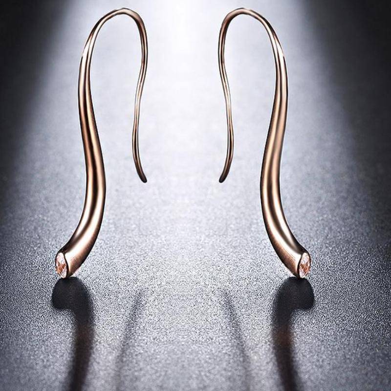 Earrings Hot Trendy Rose Gold Color Earrings 100% non Allergy Earrings with White Cubic Zirconia Stone Earrings OE168