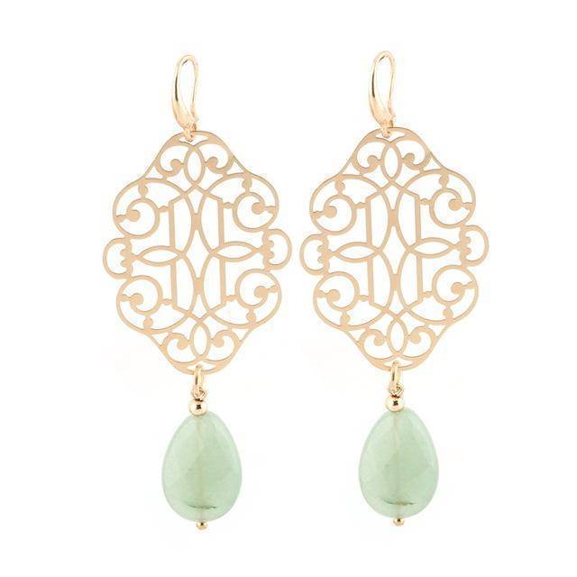 Earrings Lt Green Drop Earrings Pendientes Copper Shell Natural Stone Statement Earrings For Women Wedding Party Jewelry Bohemian
