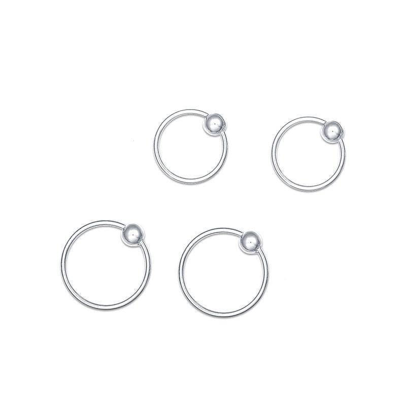 Minimalist Helix ball Hoop Earrings 925 Sterling