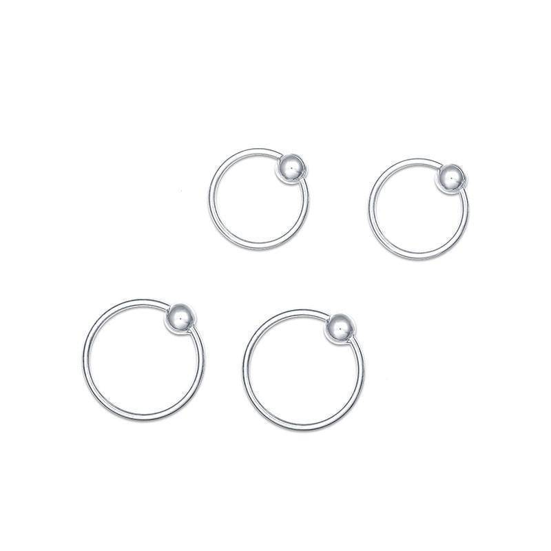 Earrings Minimalist  Helix ball Hoop Earrings 925 Sterling Sliver - Sz 6mm 8mm 10mm 12mm