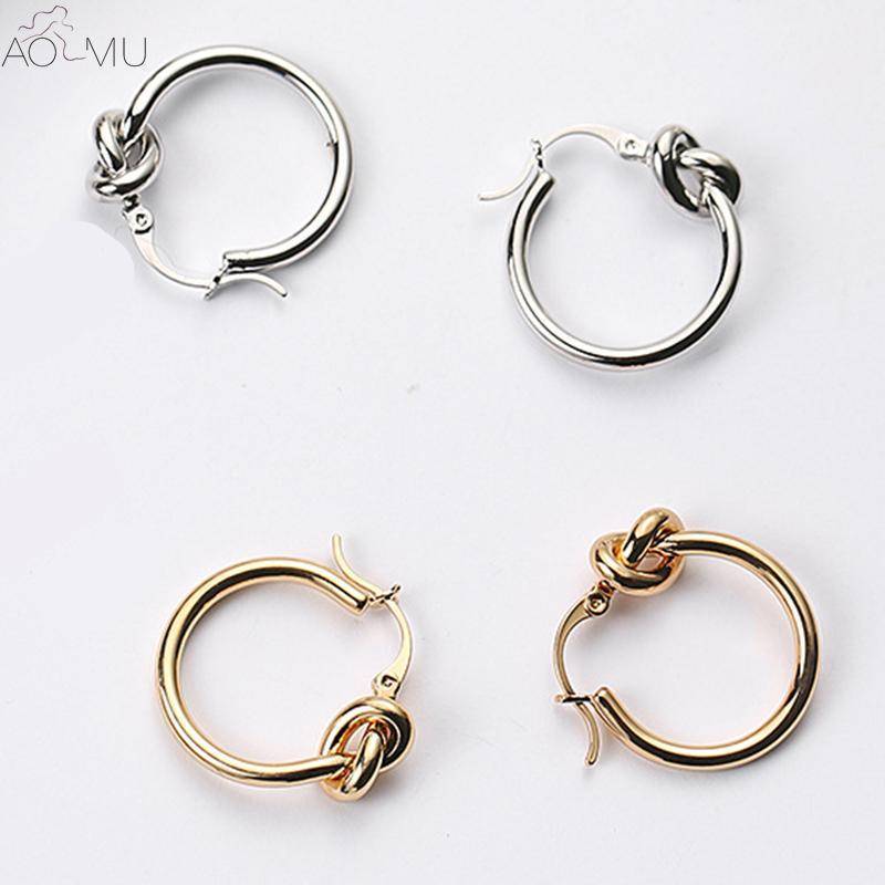 Earrings Minimalist Knot Hoop Earrings