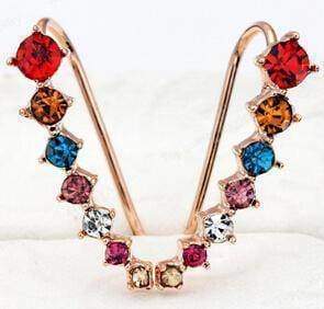 5 Colors, Big Dipper Four Prong Setting 7pcs CZ Rose Gold Color Ear Hook Stud Earrings