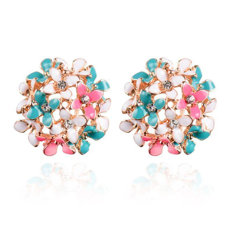 earrings Mix Elegant Flower Crystal Stainless Steel Rhinestone Stud Earrings