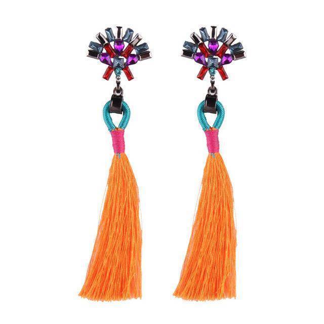 earrings Orange Bohemian Statement Jewelry Tassel Long Earring For Women