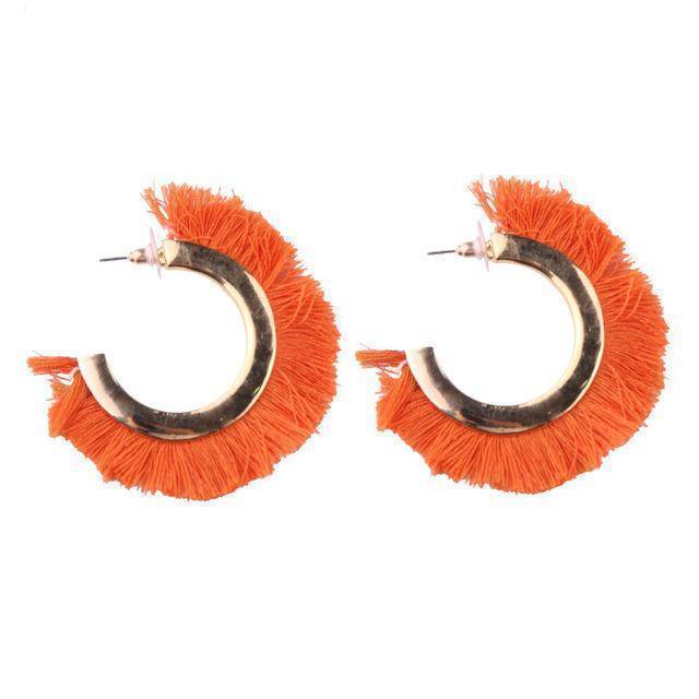 earrings Orange Fringed Tassel Statement Bohemian Earrings