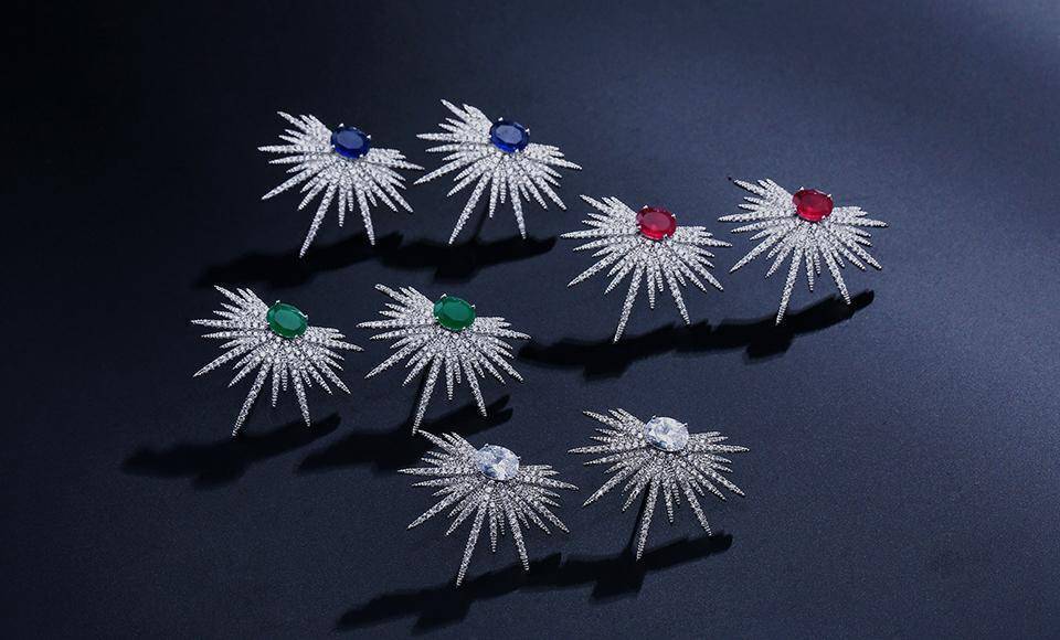 Earrings Pave Zirconia Crystal Spike Shape Stud Earrings Fashion Dragonfly Earrings for Women Wedding Party Gift Jewelry FSEP628