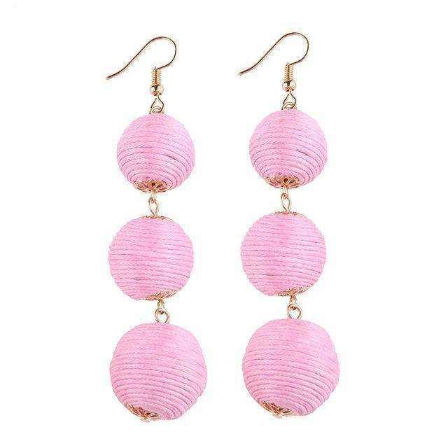 earrings Pink Ball Layer Color Drop Dangle Earrings
