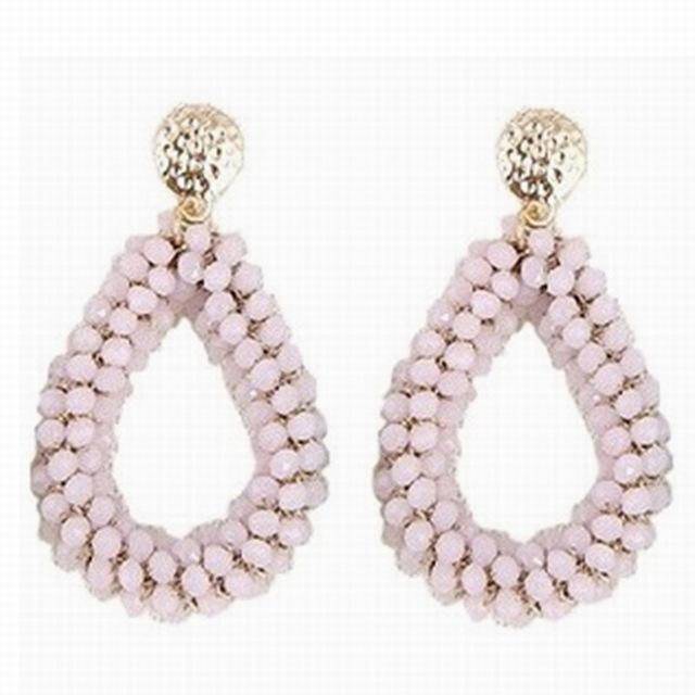 Earrings Pink Duplicate! Baroque big long Tear drop Crystal earrings
