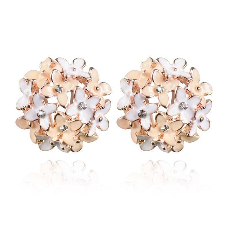 earrings Pink Elegant Flower Crystal Stainless Steel Rhinestone Stud Earrings