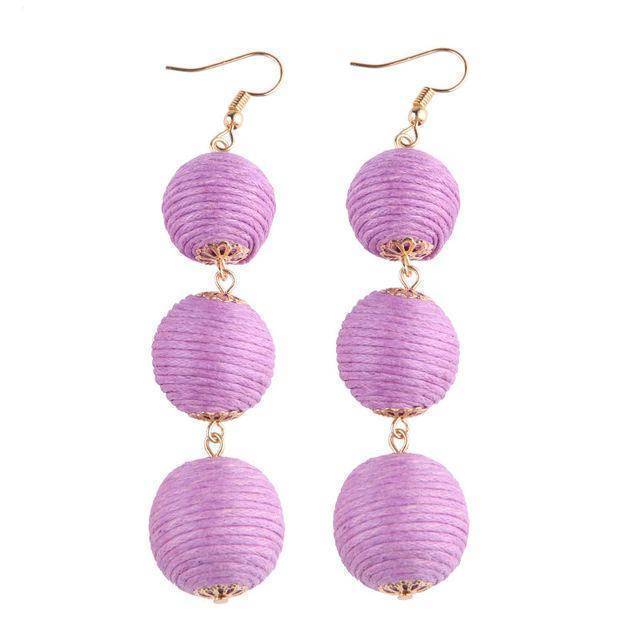 earrings Purple Ball Layer Color Drop Dangle Earrings