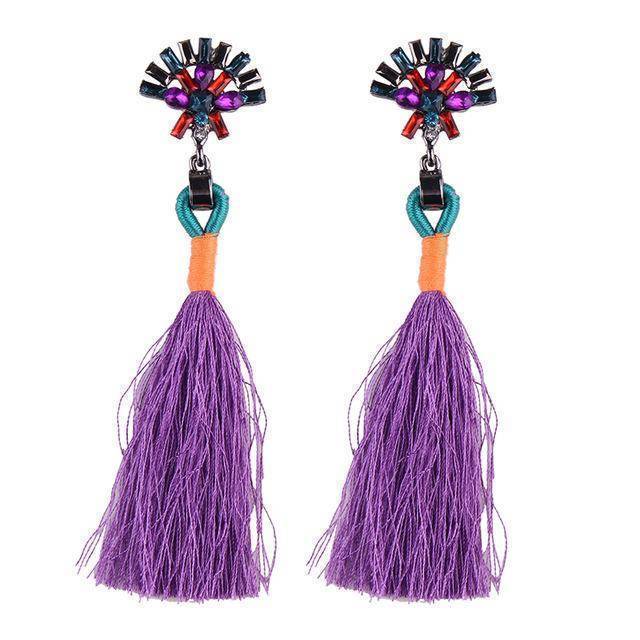 earrings Purple Bohemian Statement Jewelry Tassel Long Earring For Women