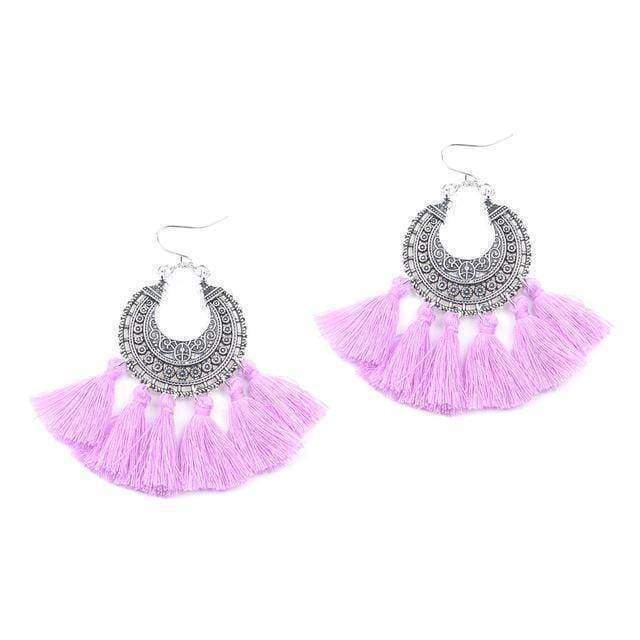 Earrings purple Fashion boho tassel earring vintage bohemia women jewelry