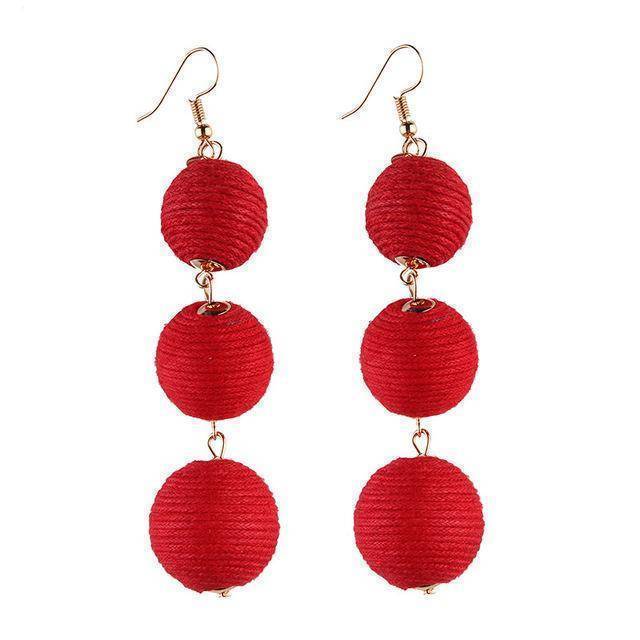 earrings Red Ball Layer Color Drop Dangle Earrings